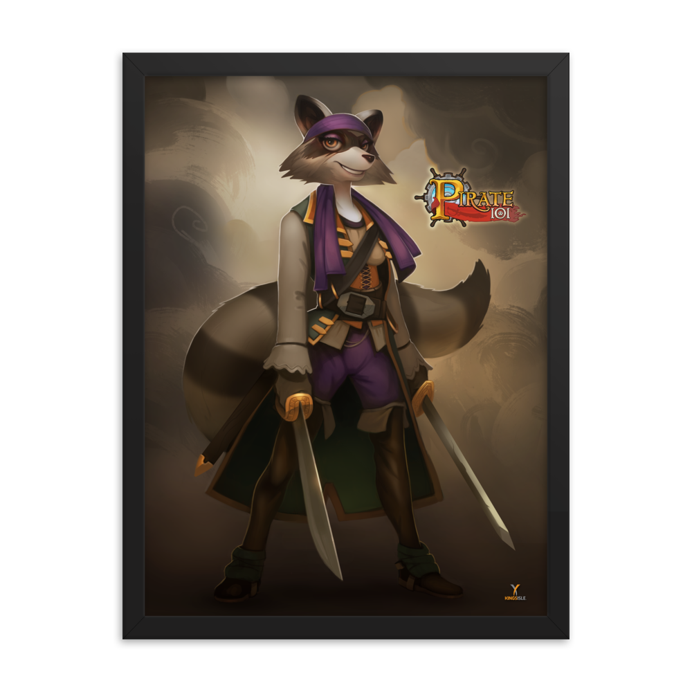 Pirate101-Morgan-LaFitte-Swashbuckler-Poster-18x24-Matte-paper-poster-framed
