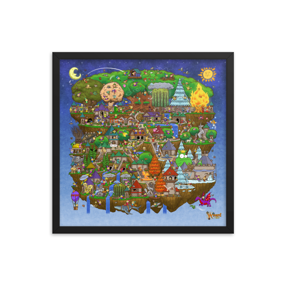 Wizard101-Doodle-Wizard-City-Poster-18x24-Matte-paper-poster-framed