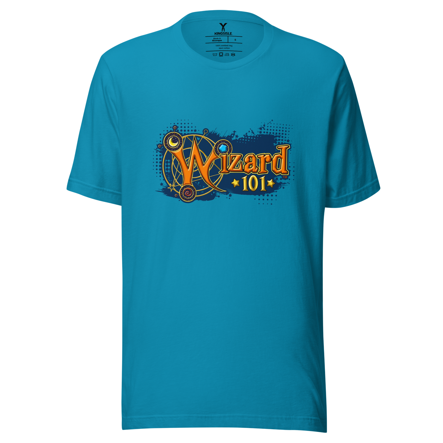 Wizard-Wizard-Logo-Grunge-Unisex-Graphic-Shirt-aqua-short-sleeve