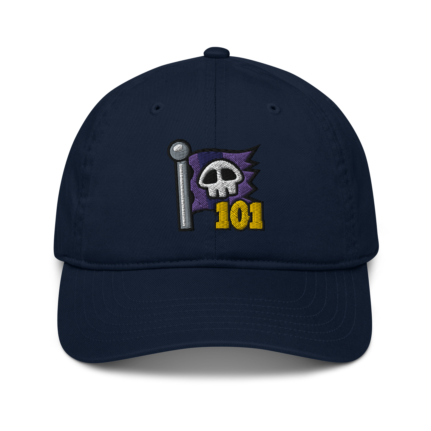 Pirate101-Pirate-Flag-Icon-101-organic-baseball-cap-1-pacific-front