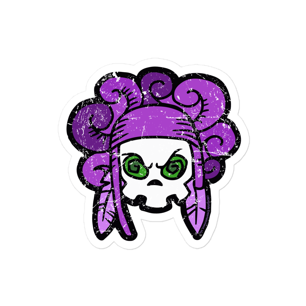 Pirate101-Worn-Witchdoctor-Female-Skull-Sticker-vinyl