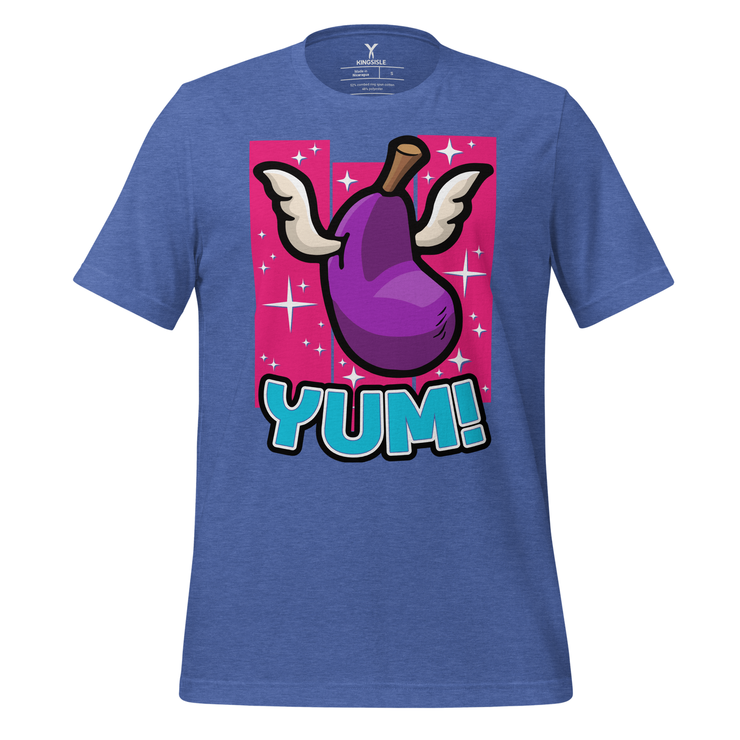 Pirate101-Yum-Unisex-Graphic-Shirt-fruit-short-sleeve-heather-royal