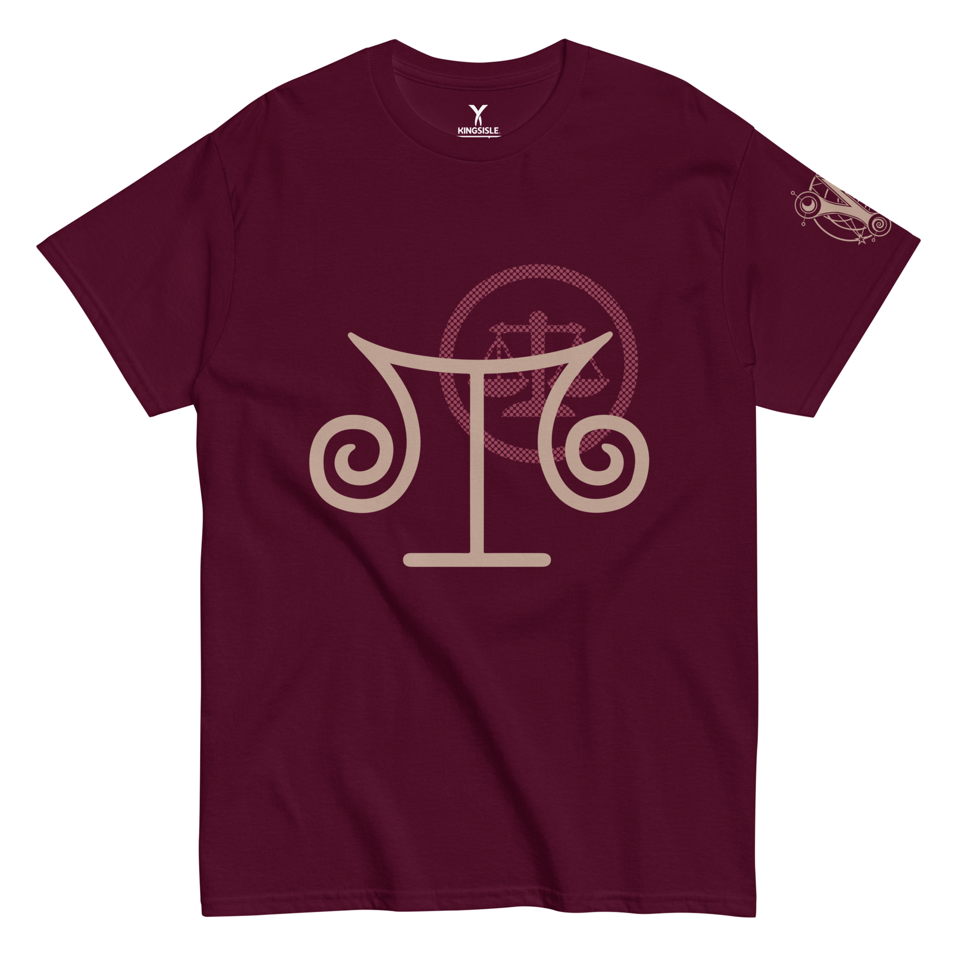 Wizard101-Balance-school-Icon-Unisex-Graphic-Shirt-maroon-short-sleeve