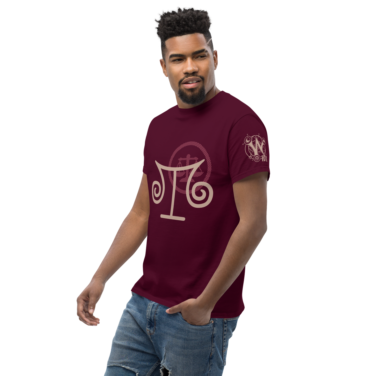 Wizard101-Balance-school-Icon-Unisex-Graphic-Shirt3-moroon-short-sleeve