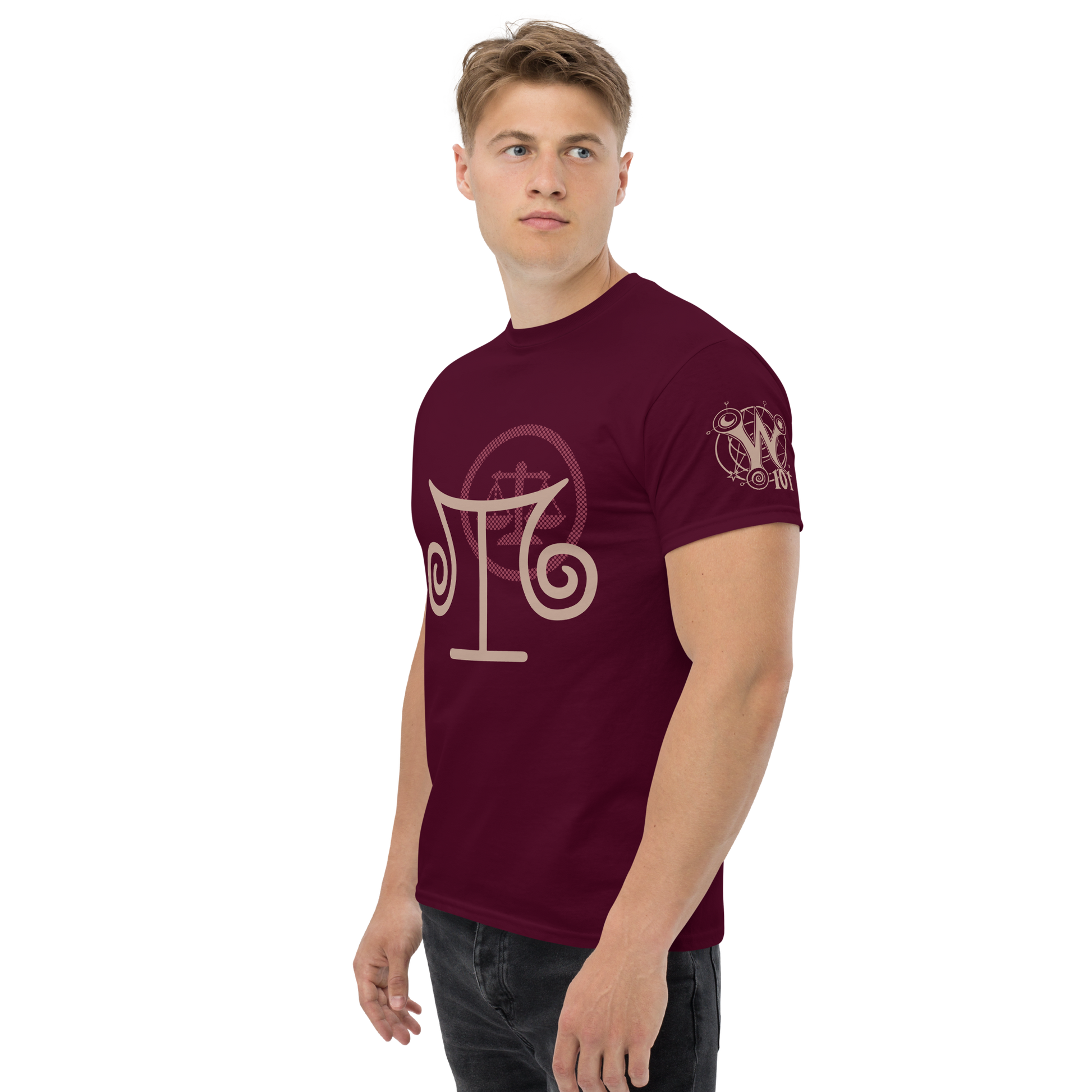 Wizard101-Balance-school-Icon-Unisex-Graphic-Shirt4-moroon-short-sleeve
