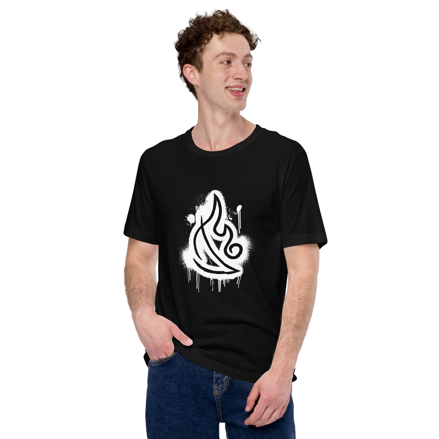 Wizard101-Wizard-SprayPaint-Logo-Unisex-Graphic-Shirt-Fire2-short-sleeve-black