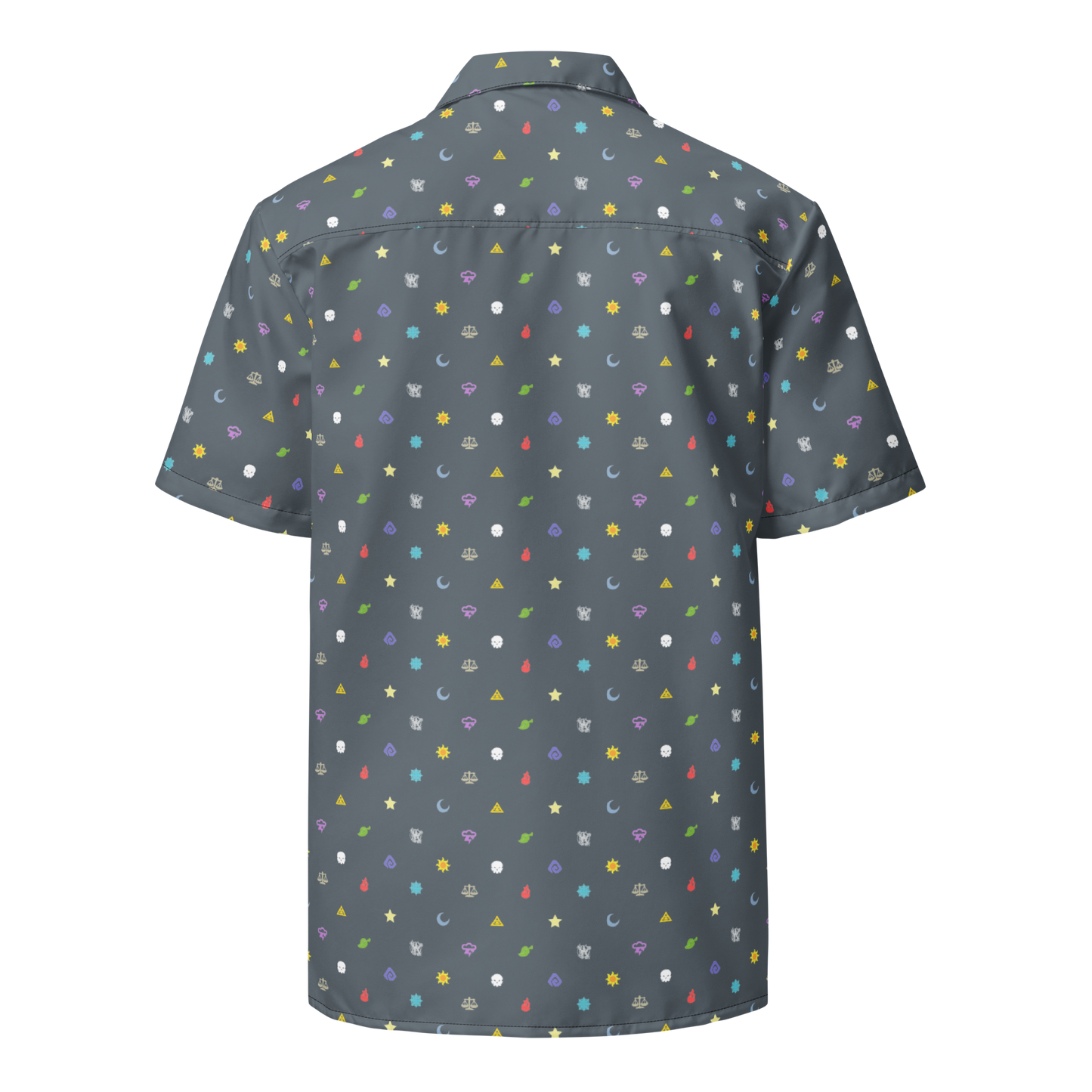 Wizard101-Wizard-Tiny-School-Symbols-all-over-print-unisex-button-shirt2-short-sleeve-back